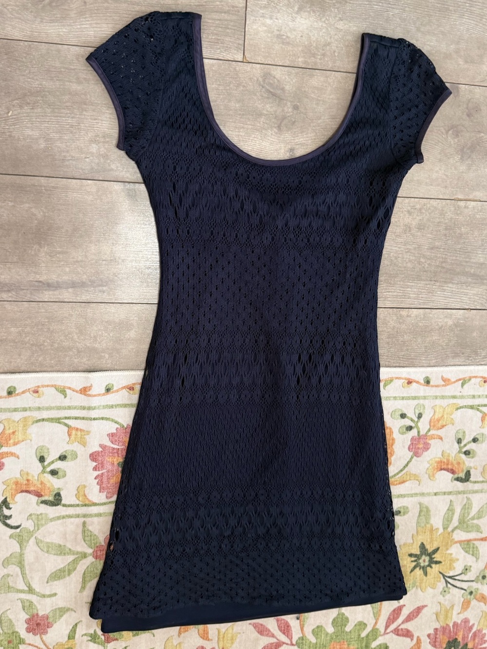 Vintage 90s Mica Women’s Navy Lace Crochet Dress Size 4